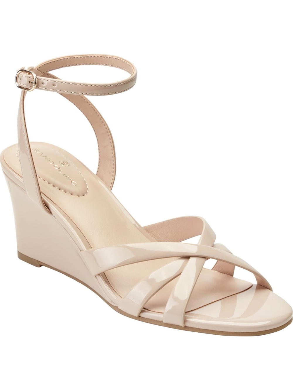Bandolino Adler Ankle Strap Wedge Sandal in Light Natural